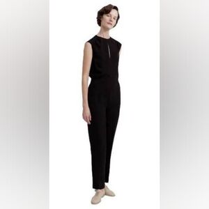 THEORY Shirred Jumpsuit Classic Crepe Black 12